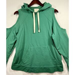 Electric and Rose Hoodie Women's Green Sweatshirt Open Shoulders Sz Small